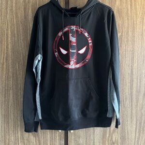 Marvel Deadpool Black Hoodie with Red Graphic